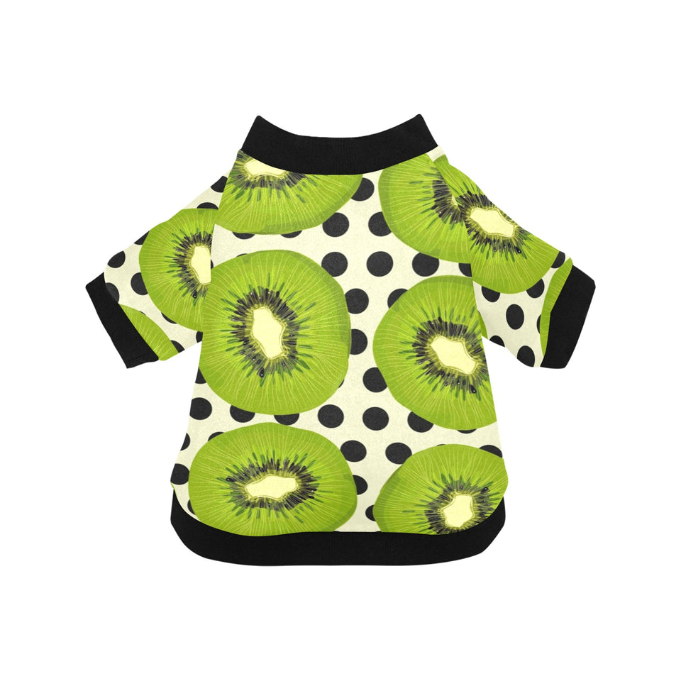 kiwi black dot background All Over Print Pet Dog Round Neck Fuzzy Shirt