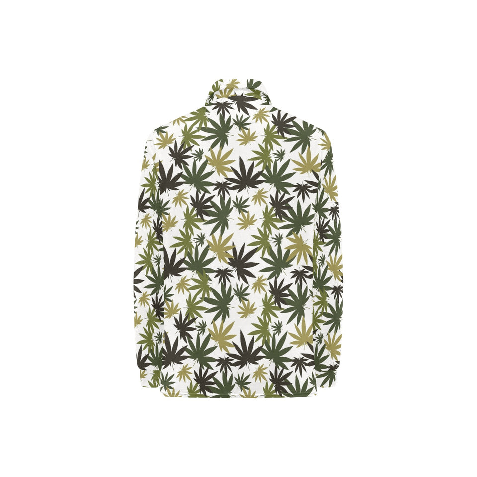 Canabis Marijuana Weed Pattern Print Design 05 Women's Long Sleeve Polo Shirt