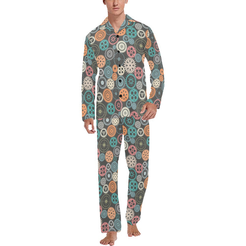 Gear Pattern Print Design 05 Men's Long Pajama Set