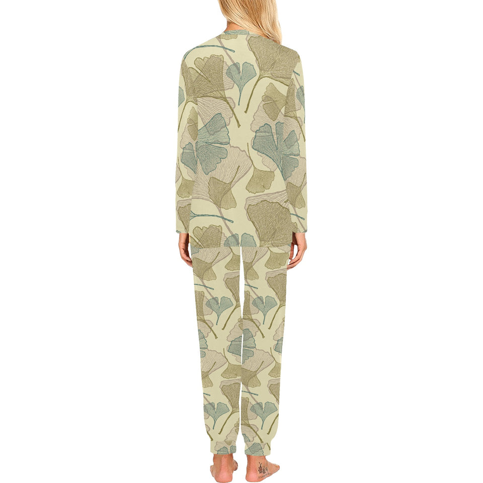 Ginkgo leaves design pattern Women's All Over Print Pajama Set