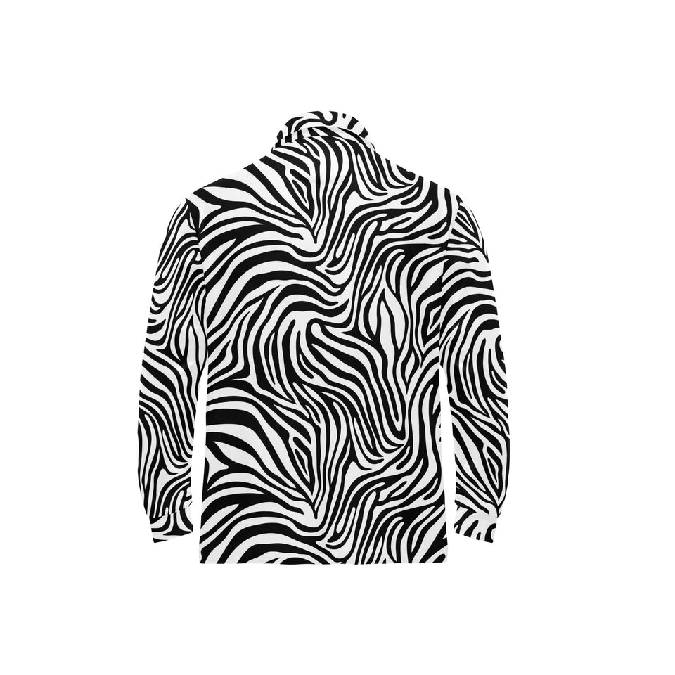 Zebra skin pattern Men's Long Sleeve Polo Shirt