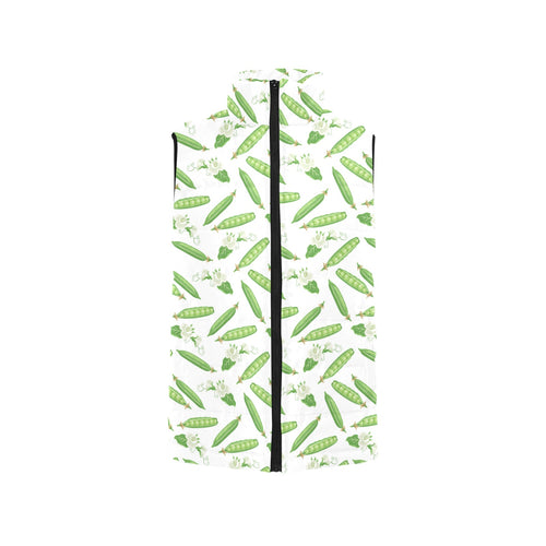 Green Peas Pattern Print Design 04 Women's Padded Vest