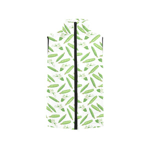 Green Peas Pattern Print Design 04 Women's Padded Vest