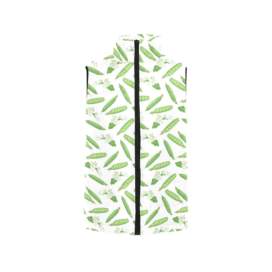 Green Peas Pattern Print Design 04 Women's Padded Vest