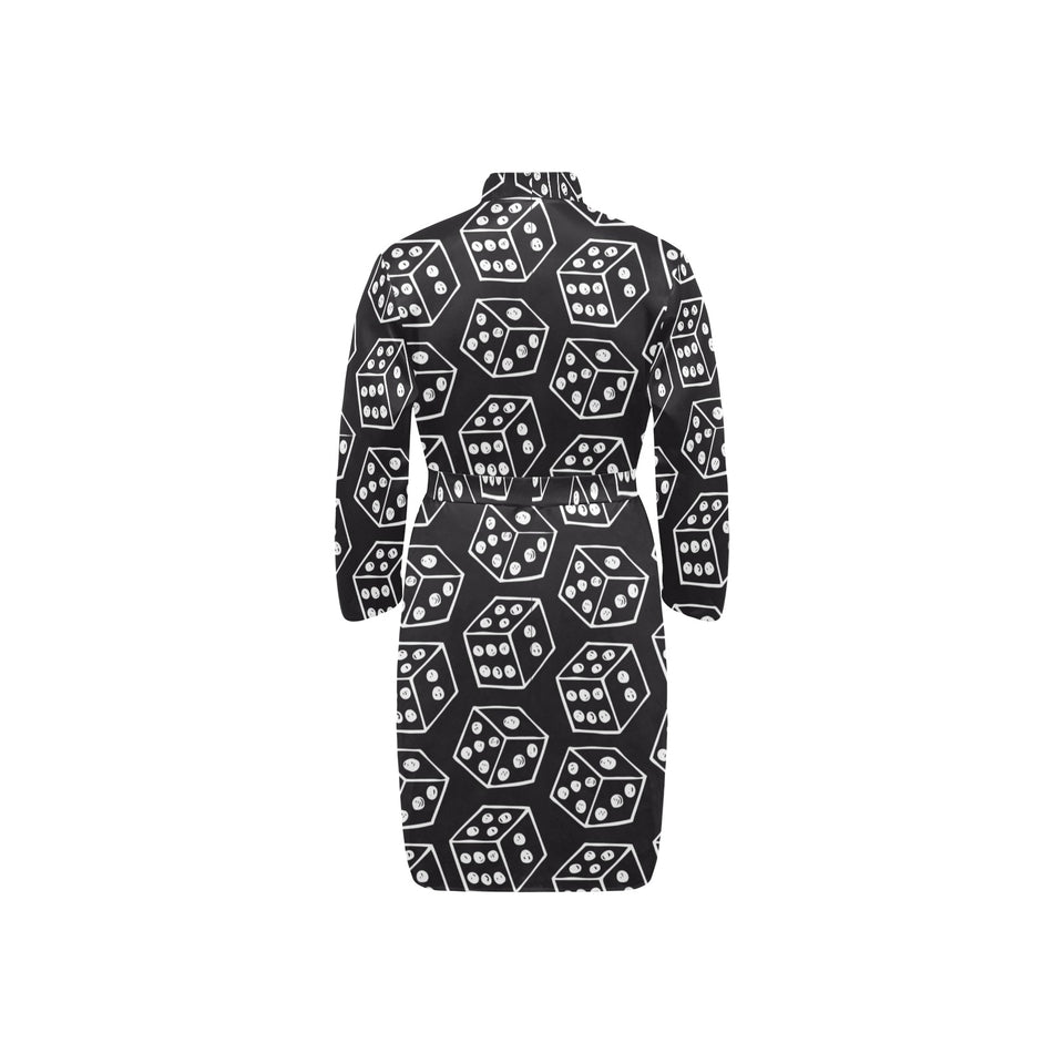 Dice Pattern Print Design 01 Men's Long Sleeve Belted Night Robe