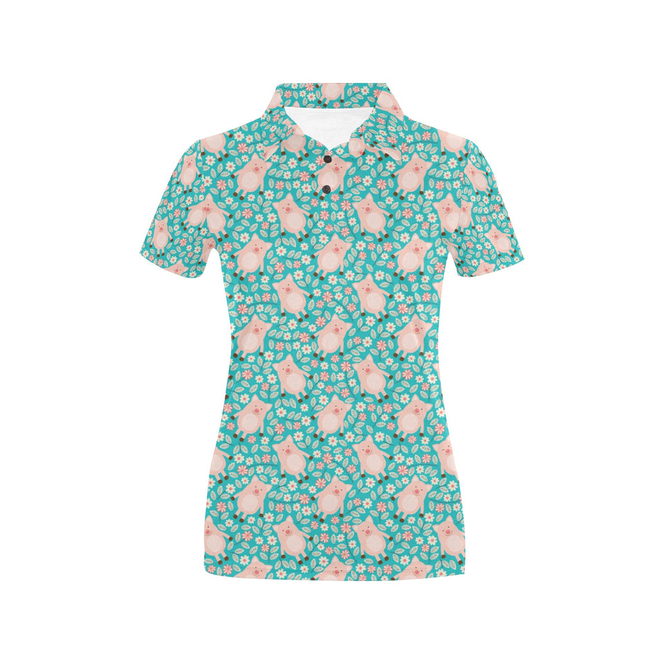 Pig Pattern Print Design 01 Women's All Over Print Polo Shirt