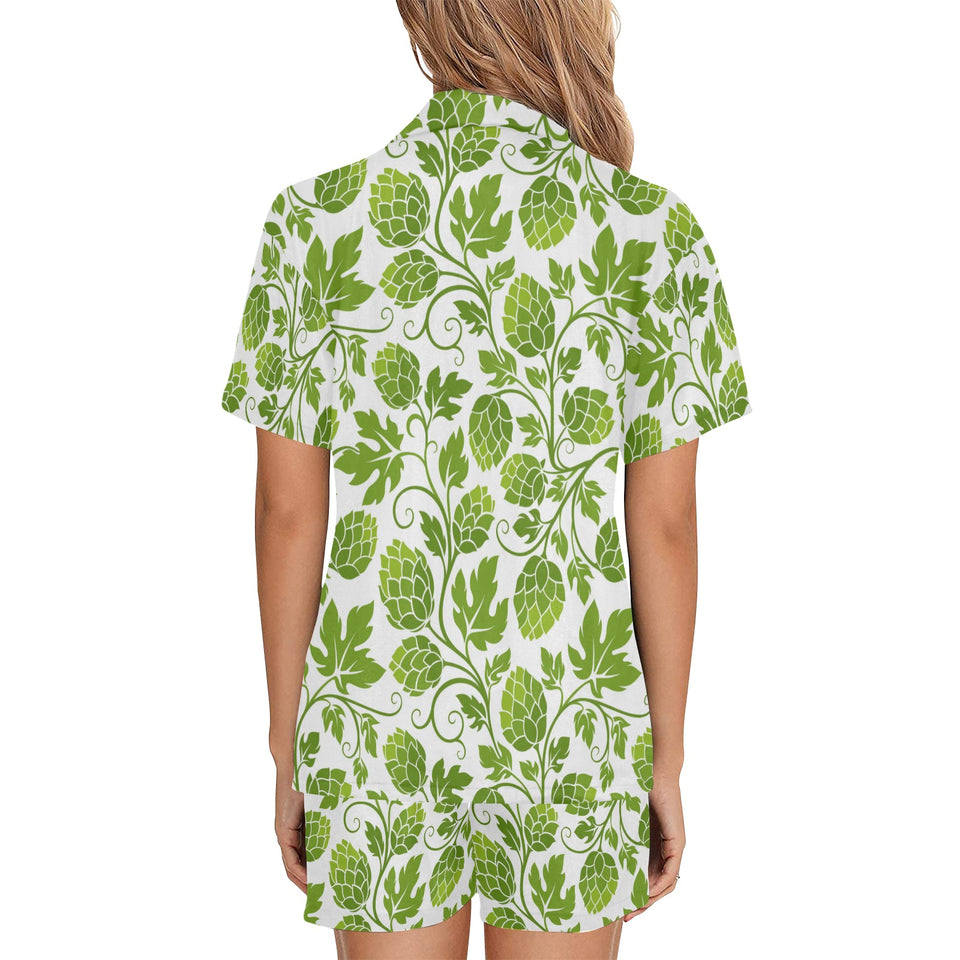 Hop design pattern Women's V-Neck Short Pajama Set