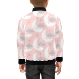 Cute moon cloud star pattern pink dot background Kids' Boys' Girls' Bomber Jacket