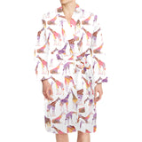 Giraffe Pattern Print Design 02 Men's Long Sleeve Belted Night Robe