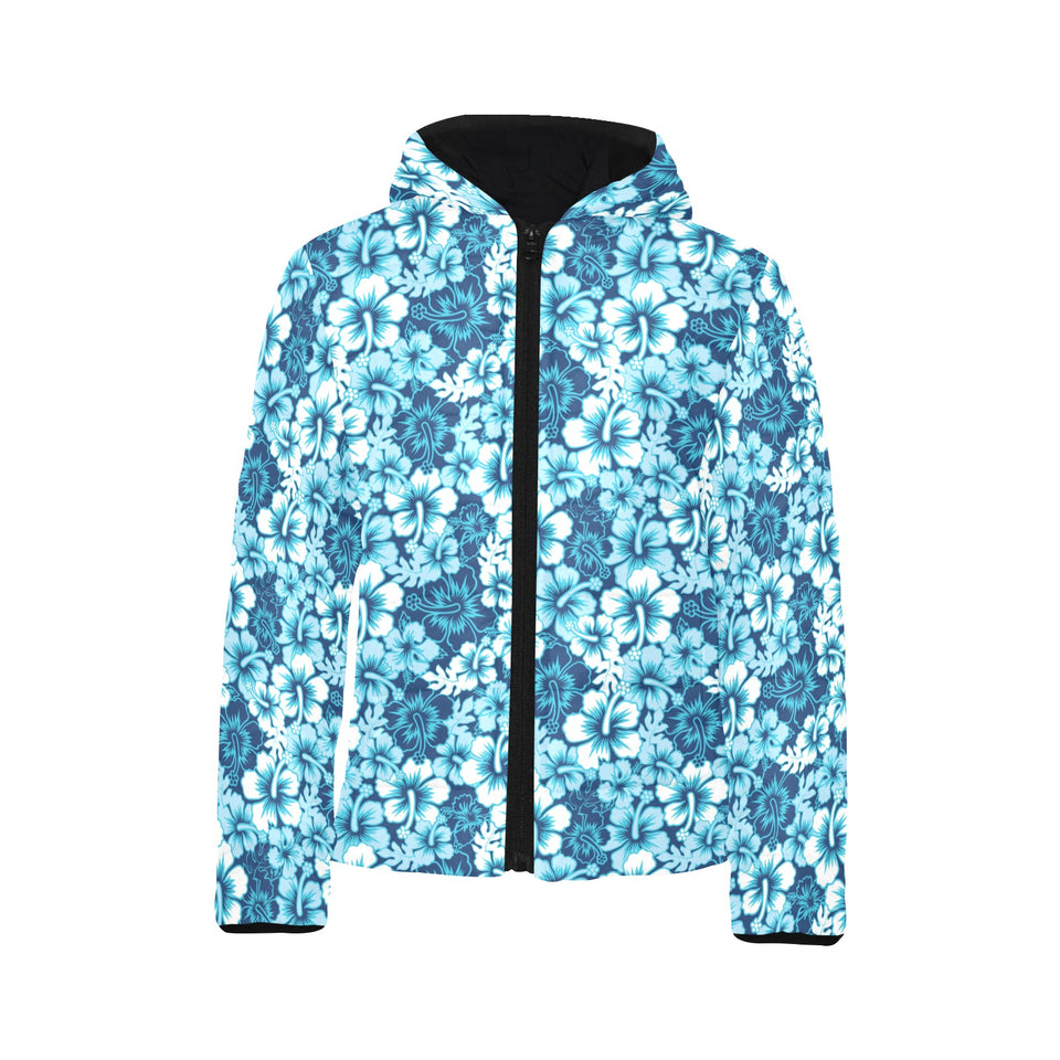 Hibiscus Pattern Print Design 03 Kids' Boys' Girls' Padded Hooded Jacket