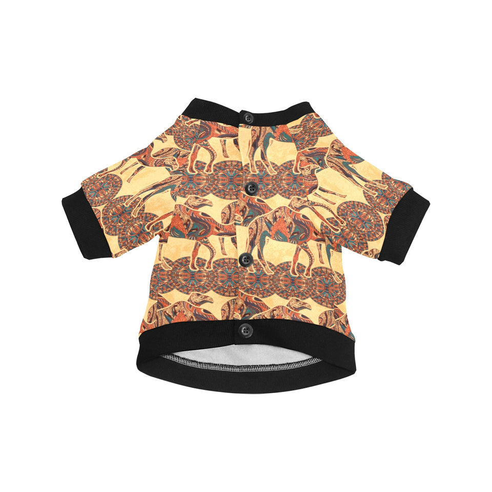 Camel polynesian tribal design pattern All Over Print Pet Dog Round Neck Fuzzy Shirt