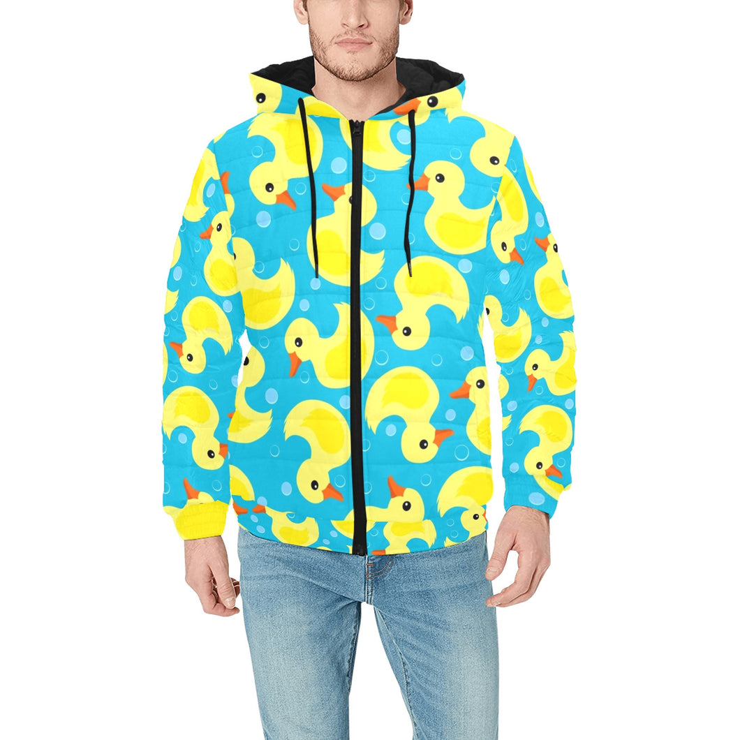 Duck Pattern Print Design 04 Men's Padded Hooded Jacket