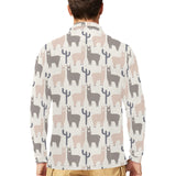 Llama Alpaca pattern Men's Long Sleeve Polo Shirt