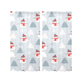 Snowman christmas tree snow gray background Gauze Curtain