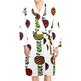 colorful apples leave zebra stripe Men's Long Sleeve Belted Night Robe