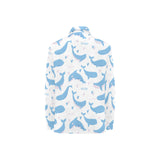 Blue whale pattern Women's Long Sleeve Polo Shirt
