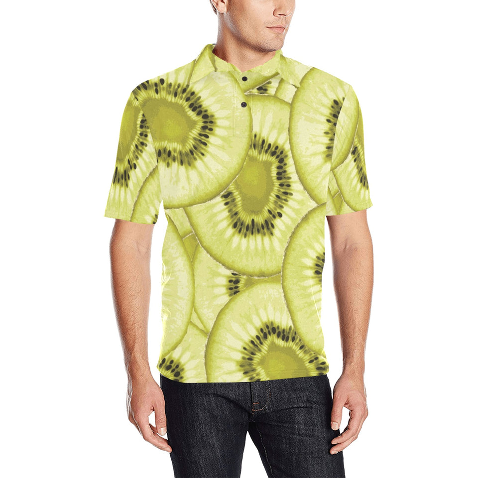 Sliced kiwi pattern Men's All Over Print Polo Shirt