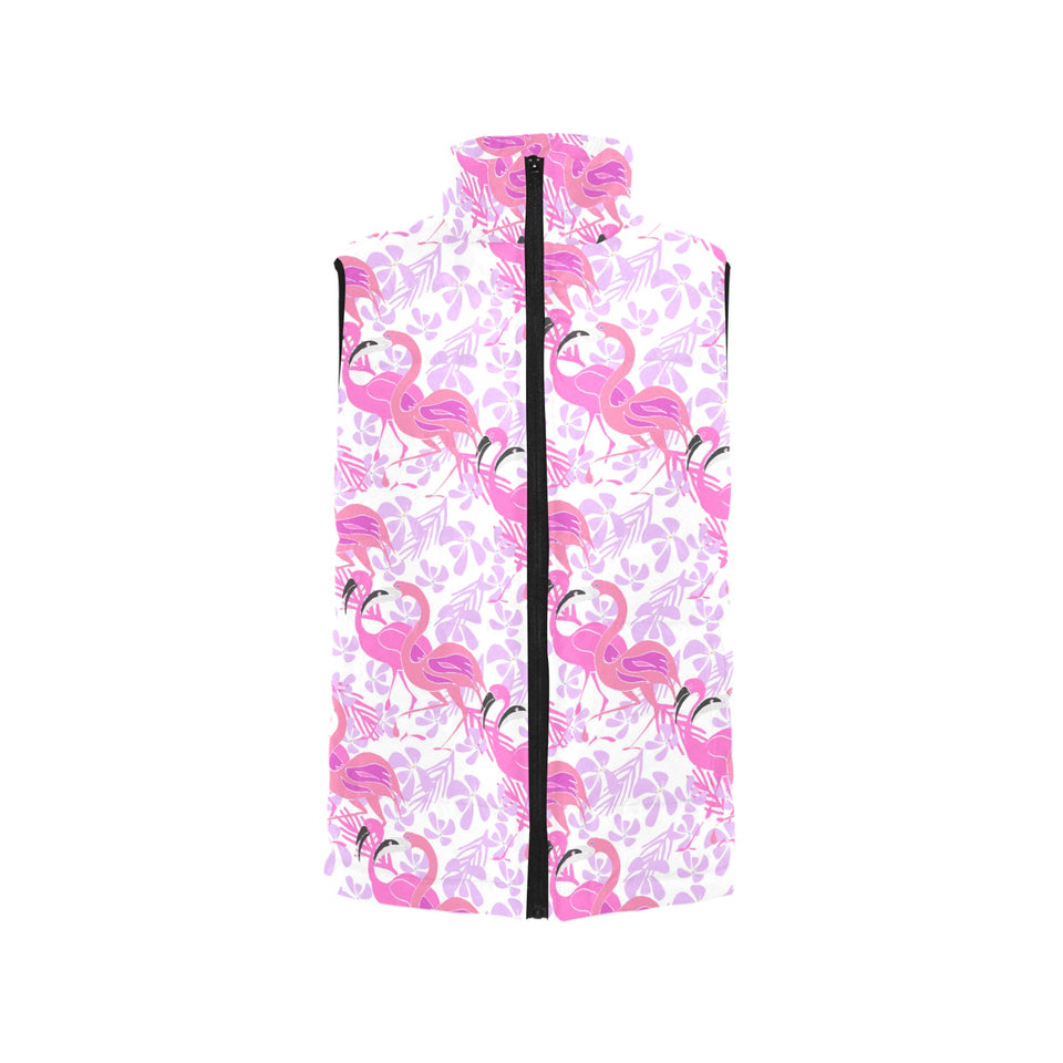 Pink flamingo flower pattern Women's Padded Vest