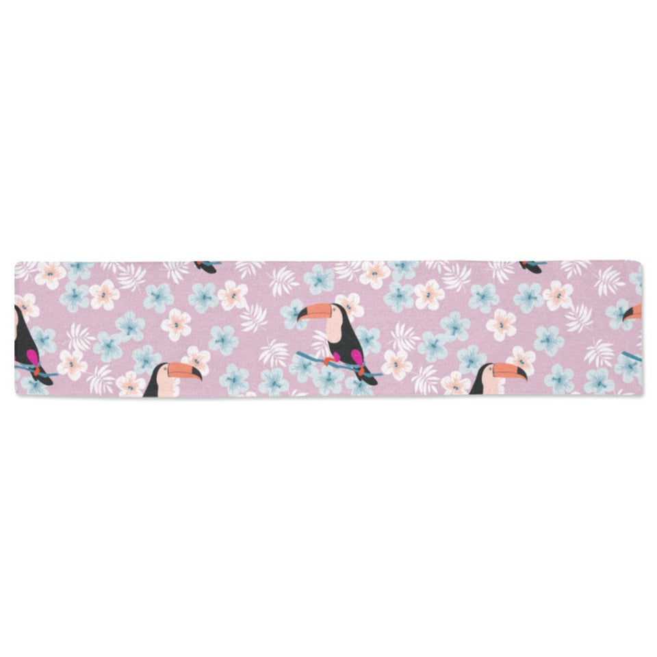 Beautiful toucan flower leaves Table Runner