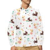 Cute Chihuahua puppie pattern Men's Long Sleeve Polo Shirt