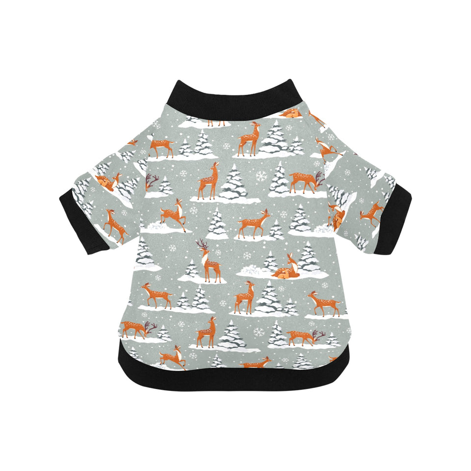 Beautiful deers Winter Christmas All Over Print Pet Dog Round Neck Fuzzy Shirt