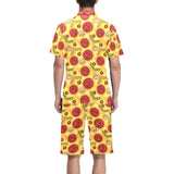 Pizza texture pattern Men's V-Neck Short Pajama Set