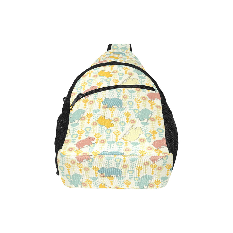 Hippopotamus Pattern Print Design 04 All Over Print Chest Bag