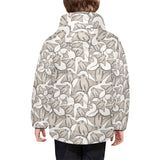 Stingray Pattern Print Design 05 Kids' Boys' Girls' Padded Hooded Jacket