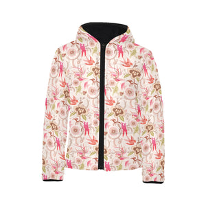 Swallow Pattern Print Design 01 Kids' Boys' Girls' Padded Hooded Jacket