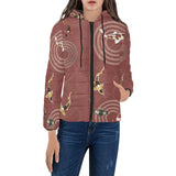 Koi Fish Carp Fish red background Women's Padded Hooded Jacket