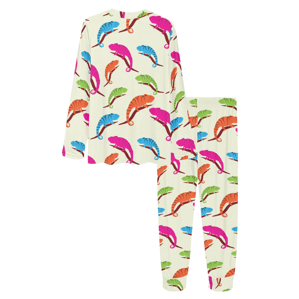 Colorful Chameleon lizard pattern Women's All Over Print Pajama Set