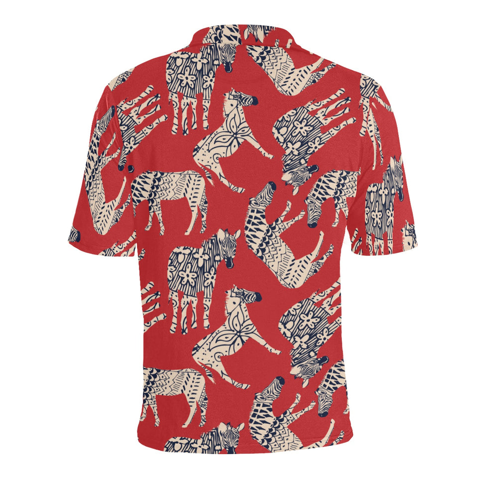 Zebra abstract red background Men's All Over Print Polo Shirt