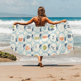 apples leaves pattern Beach Towel