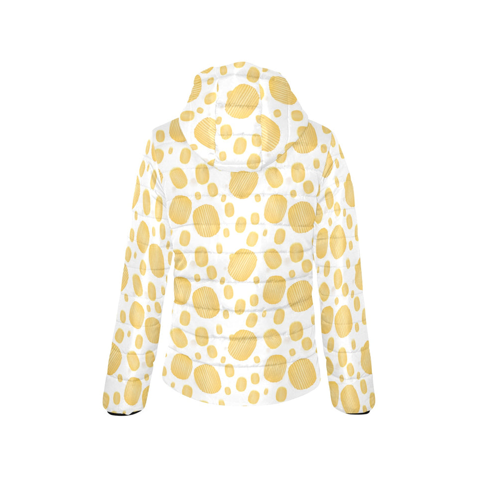 Potato Chips Pattern Print Design 03 Women's Padded Hooded Jacket