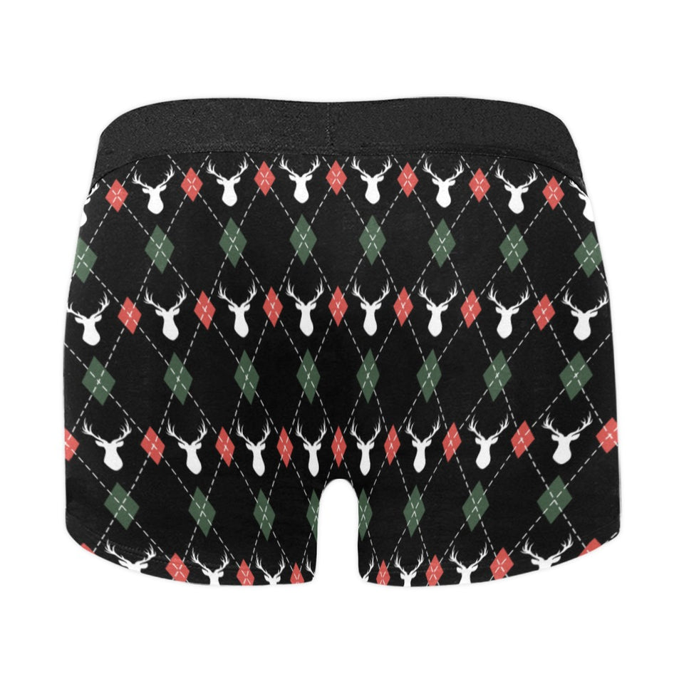 Deer Christmas new year pattern argyle Men's All Over Print Boxer Briefs Men's Underwear
