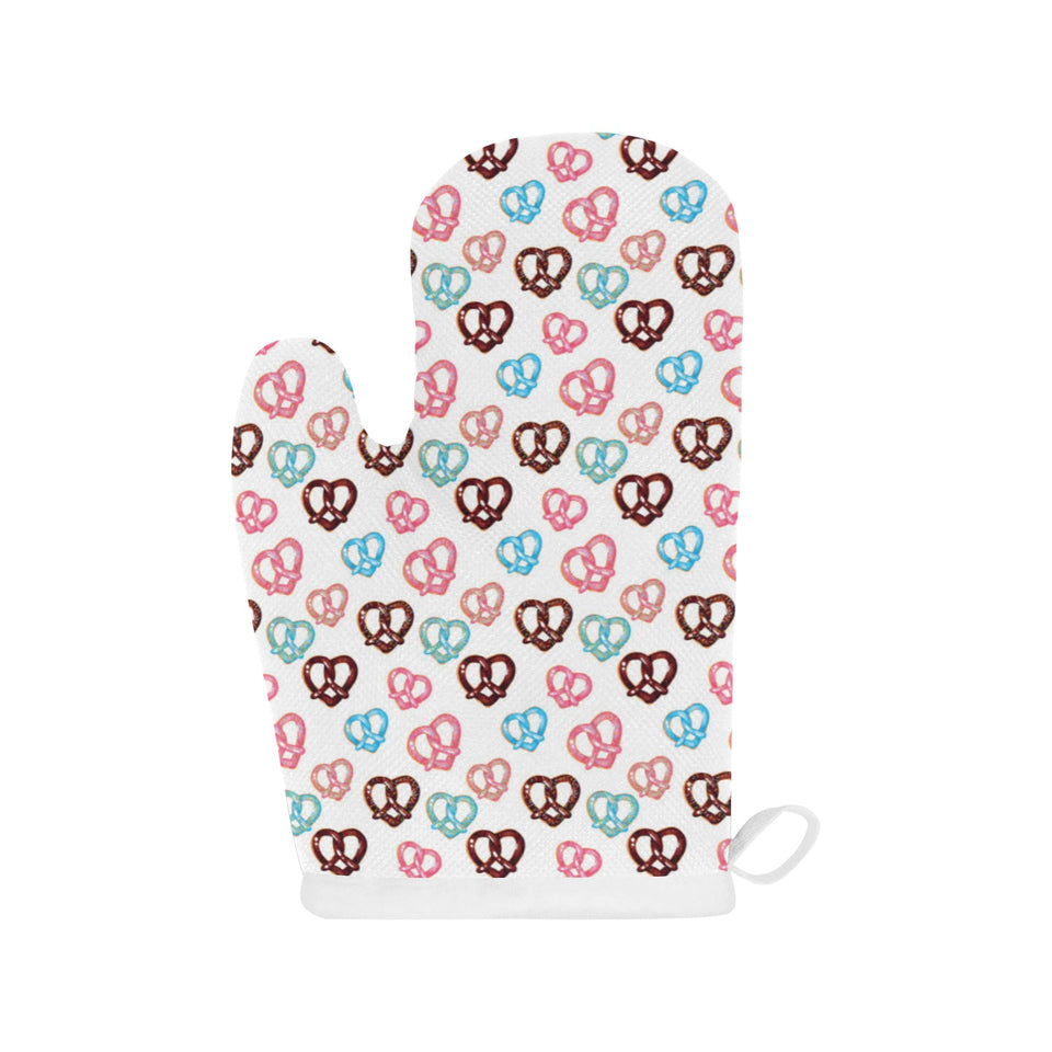 Pretzels Pattern Print Design 04 Heat Resistant Oven Mitts