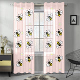 Cute bee flower pattern pink background Gauze Curtain