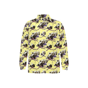 Ostrich Pattern Print Design 04 Men's Long Sleeve Polo Shirt