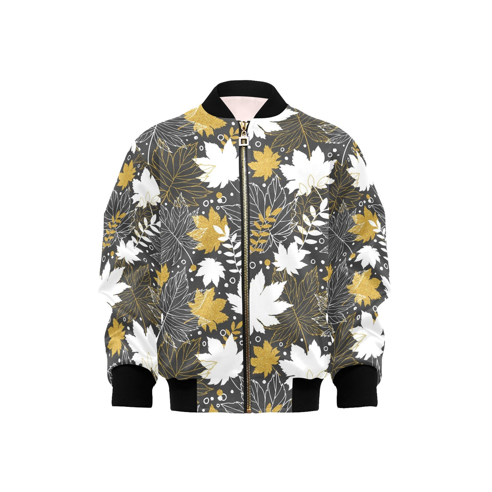 Beautiful gold autumn maple leaf pattern Kids' Boys' Girls' Bomber Jacket