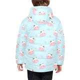 Cute cow flower pattern Kids' Boys' Girls' Padded Hooded Jacket