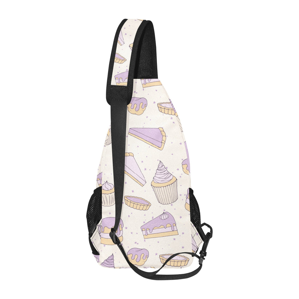 Cakes pies tarts muffins and eclairs purple bluebe All Over Print Chest Bag