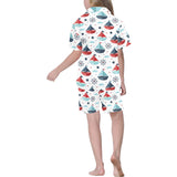 Cute color paper sailboat pattern Kids' Boys' Girls' V-Neck Short Pajama Set