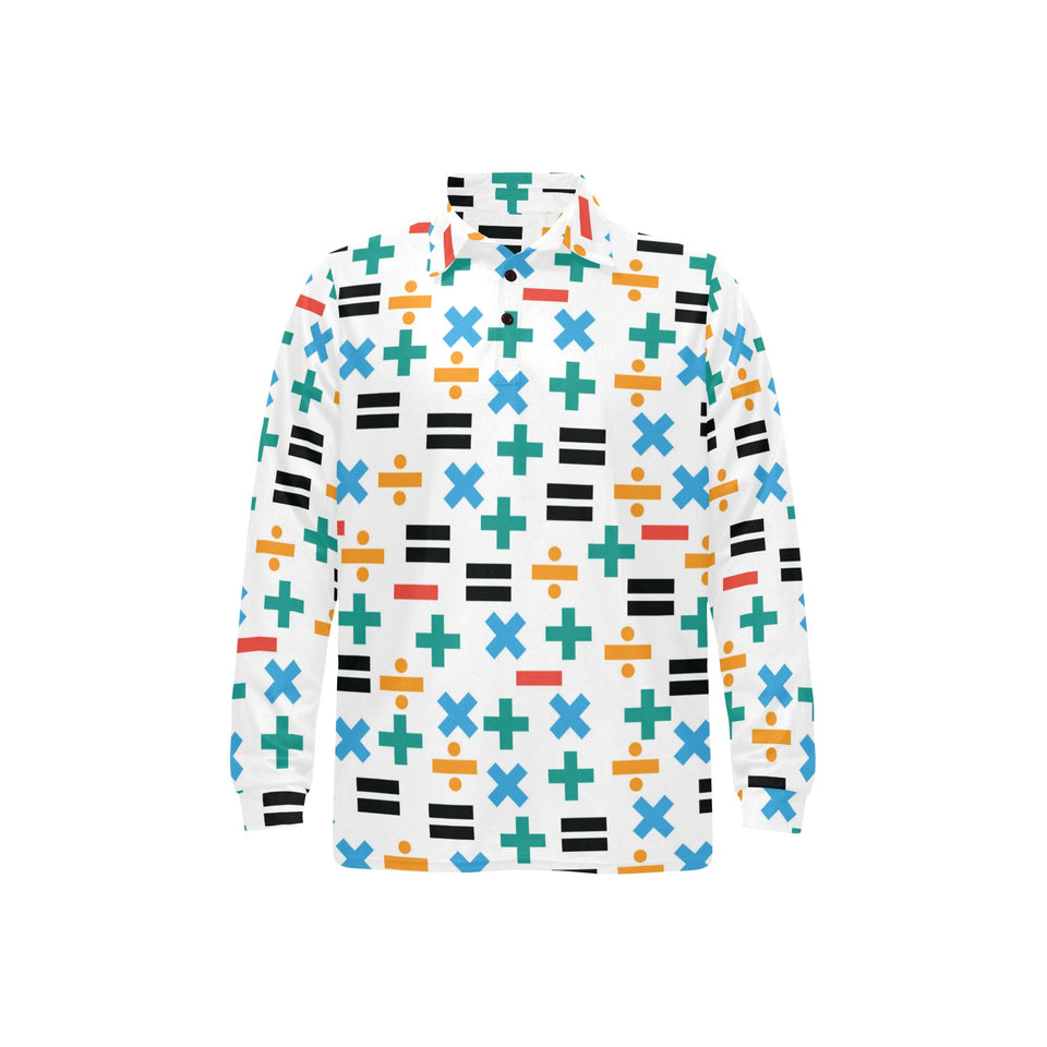Math Pattern Print Design 05 Men's Long Sleeve Polo Shirt