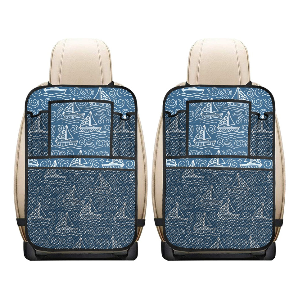 Hand drawn sailboat pattern Car Seat Back Organizer