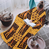 Egypt Hieroglyphics Pattern Print Design 05 Blanket Robe with Sleeves