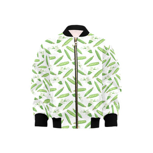 Green Peas Pattern Print Design 04 Kids' Boys' Girls' Bomber Jacket