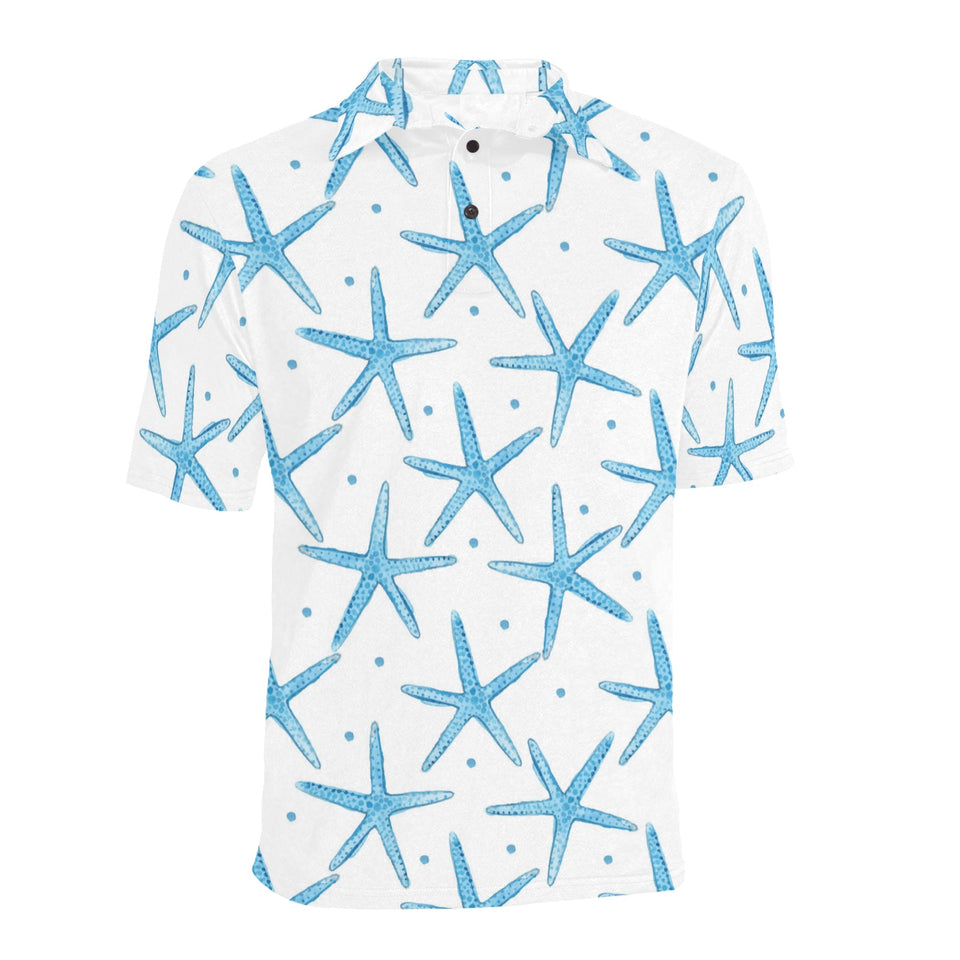 Watercolor starfish pattern Men's All Over Print Polo Shirt