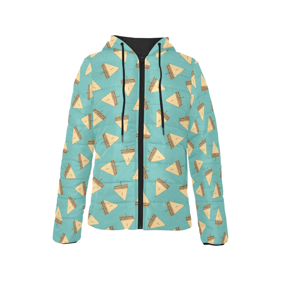 Sandwich Pattern Print Design 03 Women's Padded Hooded Jacket