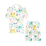 Cute elephants palm tree flower butterfly pattern Men's V-Neck Short Pajama Set
