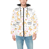 Corgi Dog Pattern Men's Padded Hooded Jacket